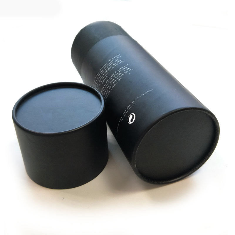 Black  T - Shirt Round Paper Tube Packaging Spot UV Finish Processing