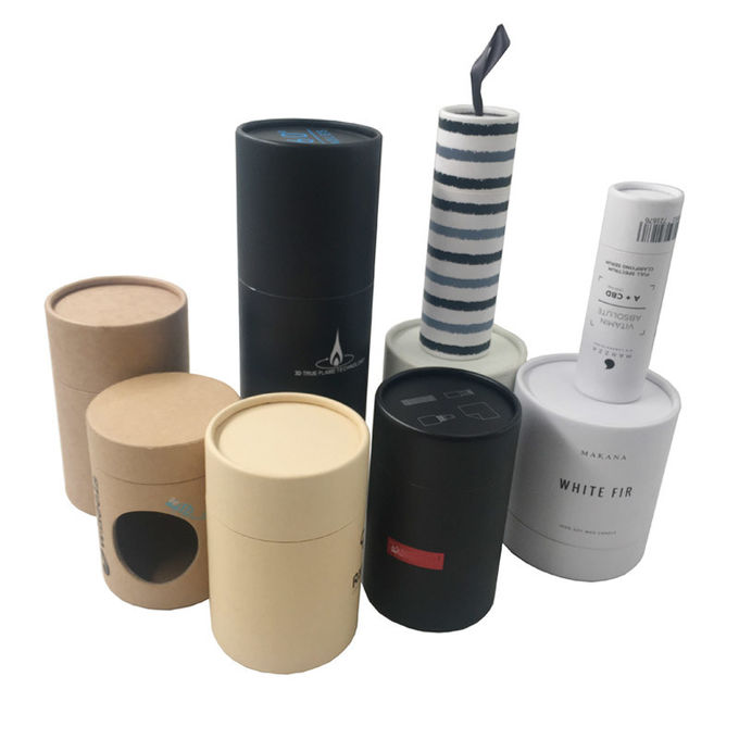 Recyclable Glass Dropper Bottle Packaging Box / Brown Kraft Paper Tube Packaging