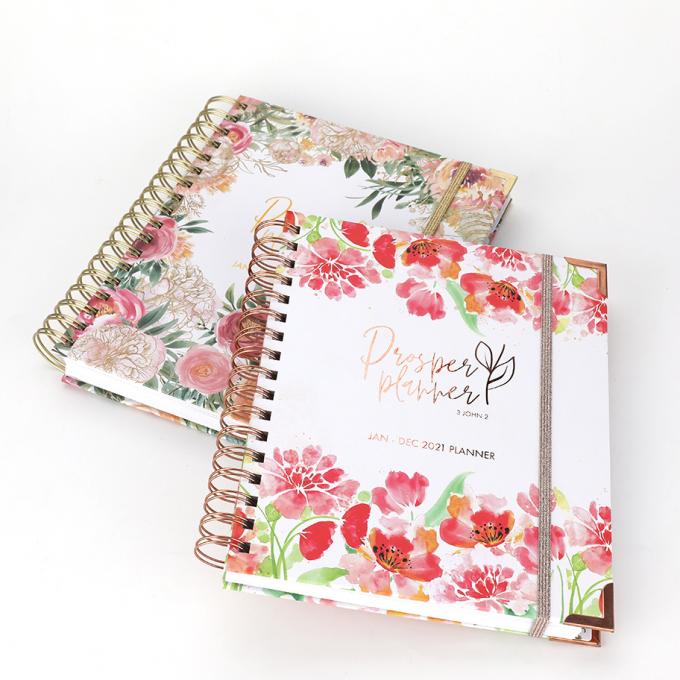 Flora Rose Gold Foil Planners Spiral Daily Planner Weekly Monthly A5 Notebook Budget Agenda Undated 3