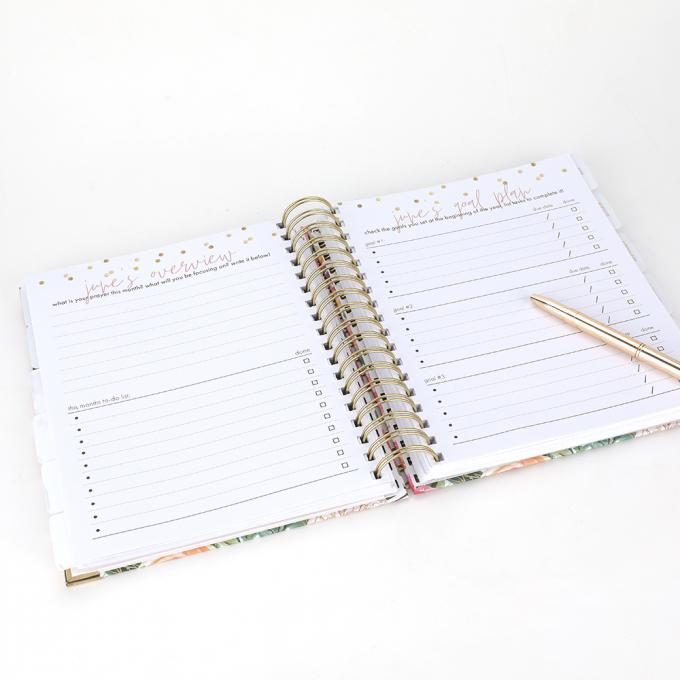 Flora Rose Gold Foil Planners Spiral Daily Planner Weekly Monthly A5 Notebook Budget Agenda Undated 5