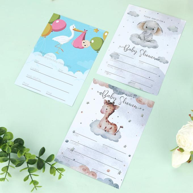 Customized Size Cartoon Gender Reveal Party Cards and Envelopes Baby Shower Invitations 3