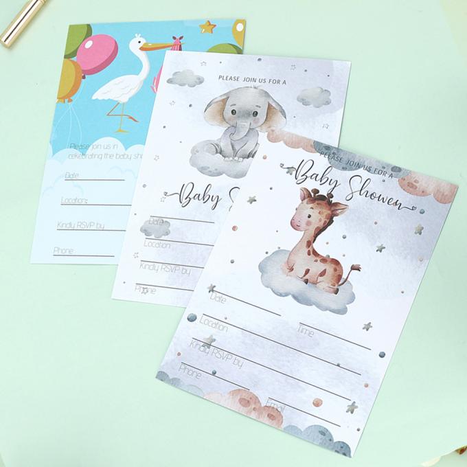 Customized Size Cartoon Gender Reveal Party Cards and Envelopes Baby Shower Invitations 4