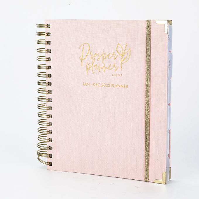Pink Gold Foil Spiral Hardcover Notebook Printing Journal Diary Notebook Wedding Planner 3