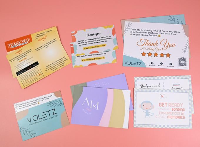 Recyclable Thank You Cards for Your Business Lamination Newsprint Paper Custom Design 3