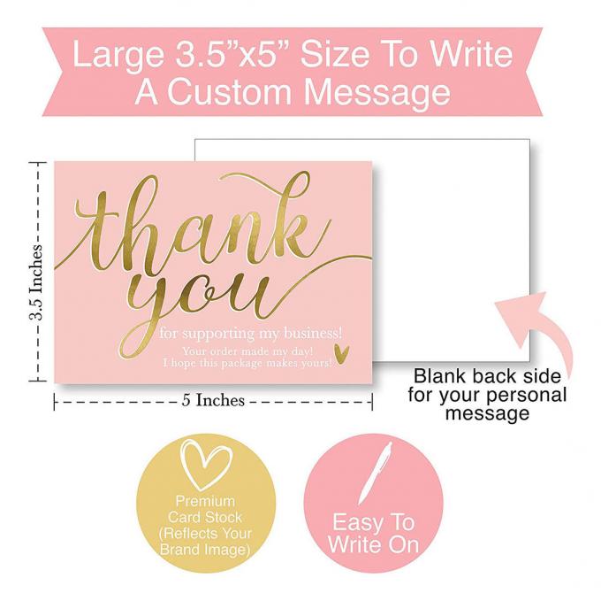 Customized 3.5x5 inches Pink Thank You for Supporting Small Business Card Appreciation 3