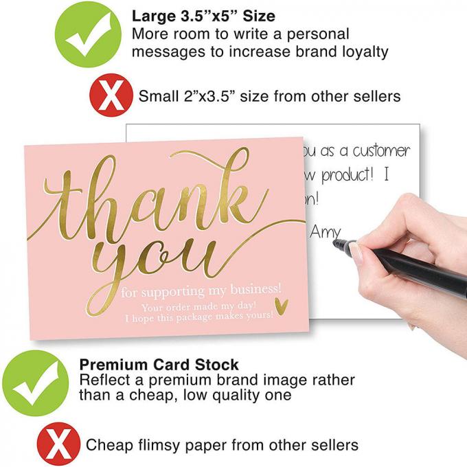 Customized 3.5x5 inches Pink Thank You for Supporting Small Business Card Appreciation 5