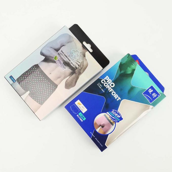 Custom Logo Cardboard Men Underwear Underpants Paper Retail Packaging Hanging Box with Clear Window 4