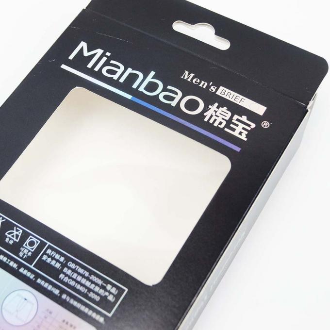 Custom Logo Cardboard Men Underwear Underpants Paper Retail Packaging Hanging Box with Clear Window 9