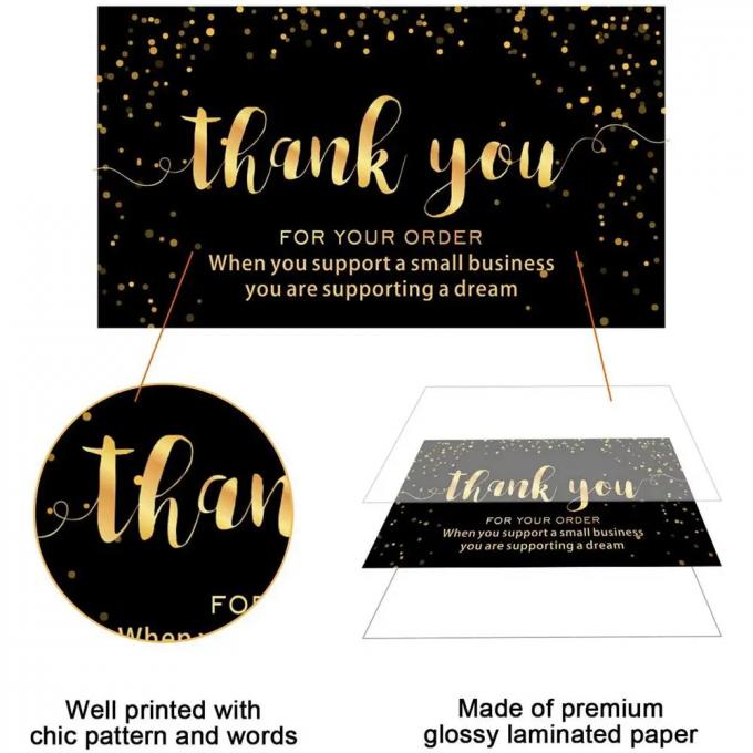 Black Gold Custom Card Printing Paper Paperboard Thank You Cards 5
