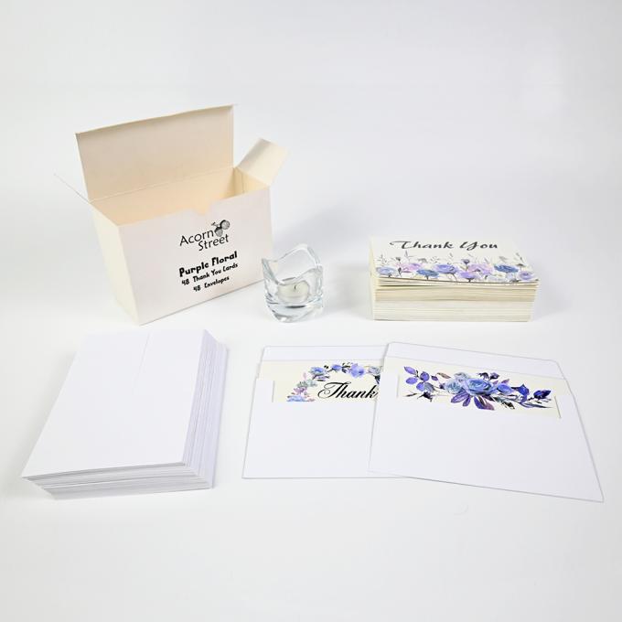 Custom 6 Design of Assorted Flower Printed Paper Greeting Card with Envelopes and Box 4