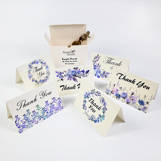 Custom 6 Design of Assorted Flower Printed Paper Greeting Card with Envelopes and Box 5
