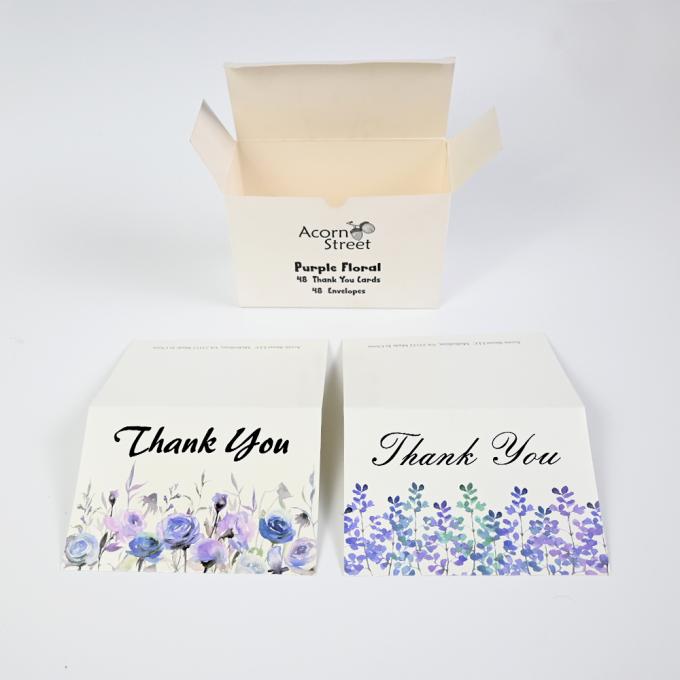 Custom 6 Design of Assorted Flower Printed Paper Greeting Card with Envelopes and Box 7