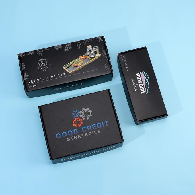 Customized Die Cut Eco Friendly Black Mailer Box for Clothing / Gift / Shoes Packaging 7