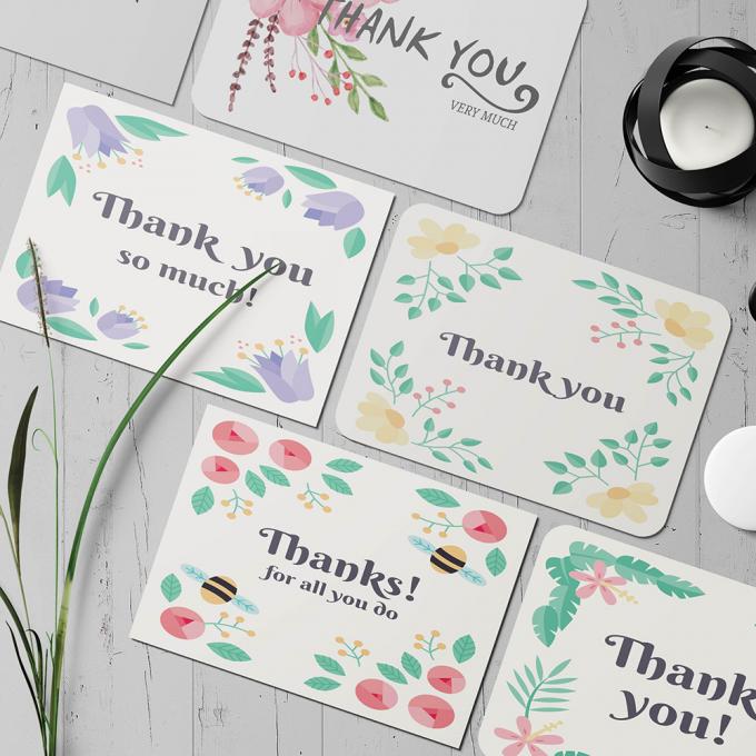 Paper Paperboard Postcard for Luxury Bulk Watercolor Foliage Floral Thank You Card 3