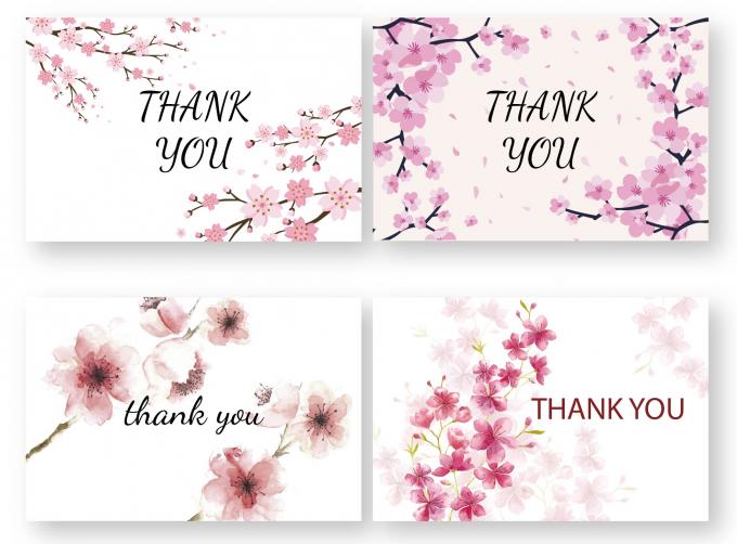 Floral Paperboard Recordable Greeting Card Custom Thank You Note Cards 8