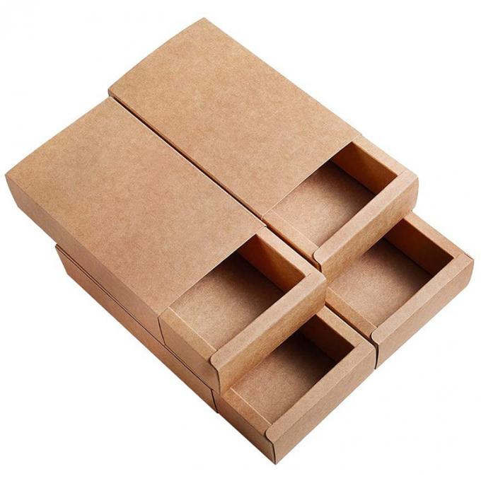 CMYK Custom Logo Candy Gift Packaging Brown Drawer Kraft Paper Box For Festival Token 1