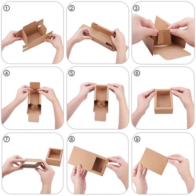 CMYK Custom Logo Candy Gift Packaging Brown Drawer Kraft Paper Box For Festival Token 4