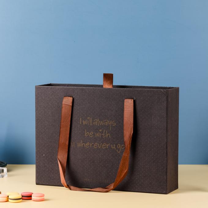 Black Paper Gift Box with Bag Customized Logo and Cardboard Material 3