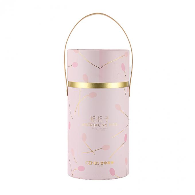Embossed Tea Round Box Packaging CMYK Pantone Colour Printing for Biodegradable Gift 0