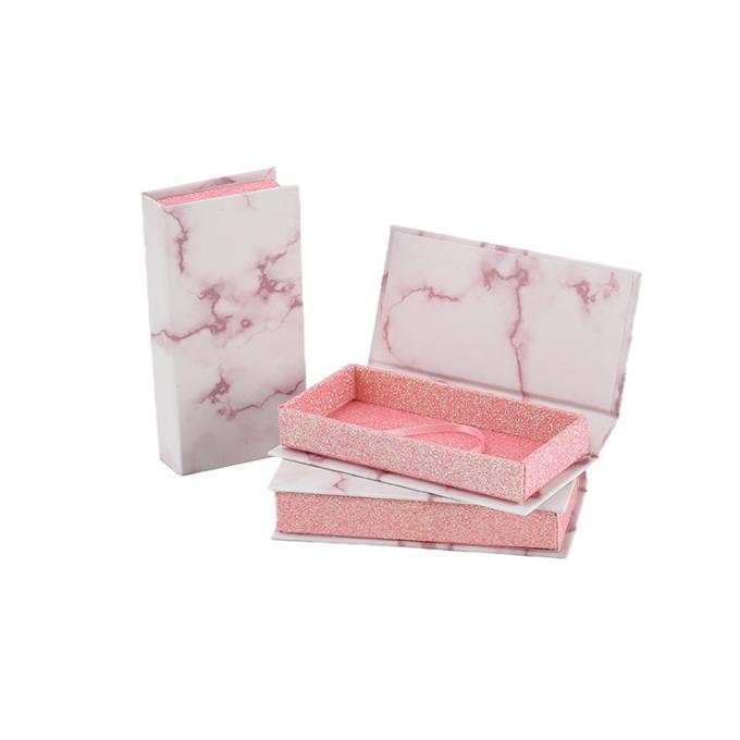 Custom Marble UV Printing Pink Empty Paper Eyelash Boxes Gift Magnetic Cardboard False Eyelashes Box 6