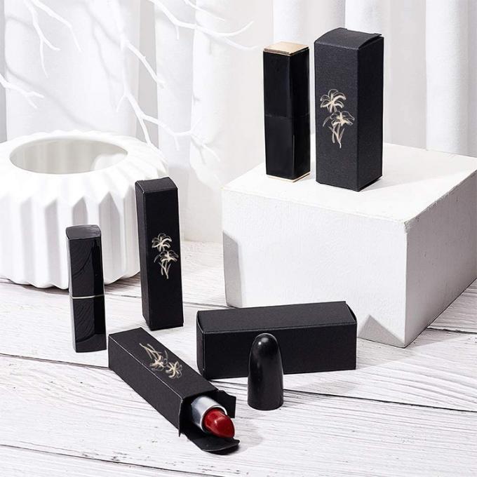 Custom Black Empty Cosmetics Lipstick Lip Gloss Packaging Paper Boxes For Lipstick Tube 5