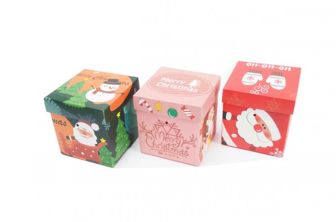 Custom Xmas Santa Snowman Printed Small Gift Packaging Christmas Gift Candy Boxes With Lid 5