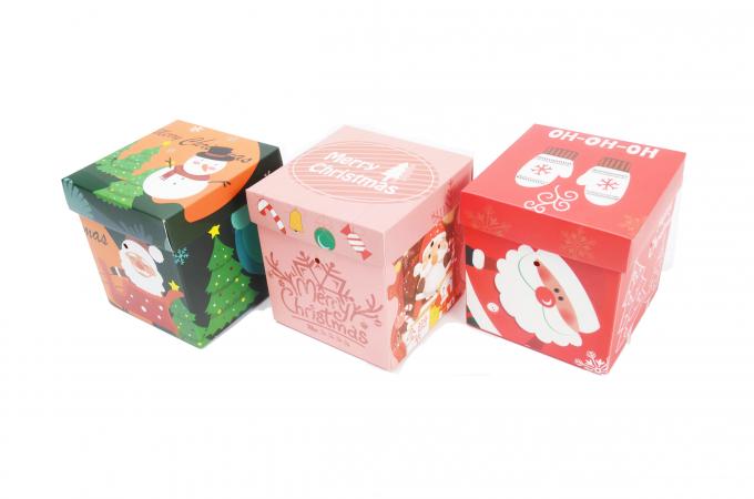 Custom Xmas Santa Snowman Printed Small Gift Packaging Christmas Gift Candy Boxes With Lid 7