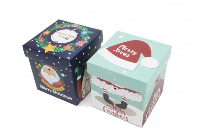 Custom Xmas Santa Snowman Printed Small Gift Packaging Christmas Gift Candy Boxes With Lid 8