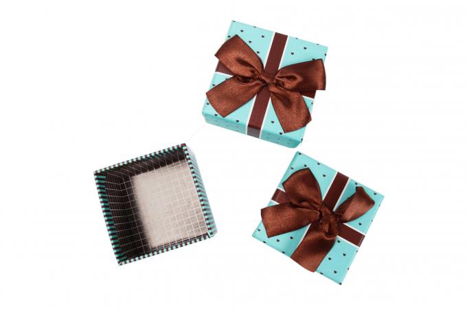Custom Printed Luxury Small Lid And Base Square Gift Jewelry Packaging Paper Boxes With Ribbon 7