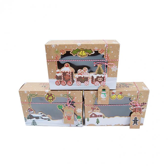 Christmas Cookie Boxes with Clear Lid Window Customized Die Cut Bakery Cup Cake Box 5