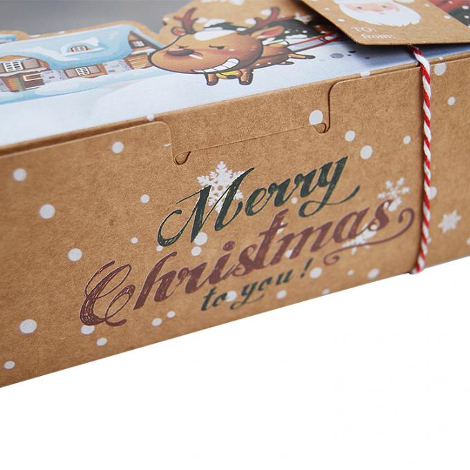 Christmas Cookie Boxes with Clear Lid Window Customized Die Cut Bakery Cup Cake Box 8