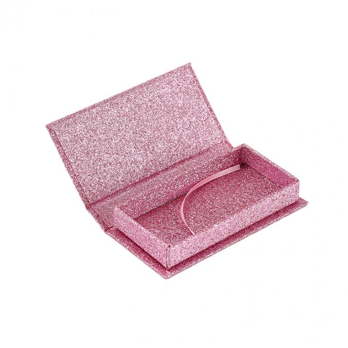 Custom Logo Pink Glitter False Eyelash Retail Stand Box with Cardboard Structure 0