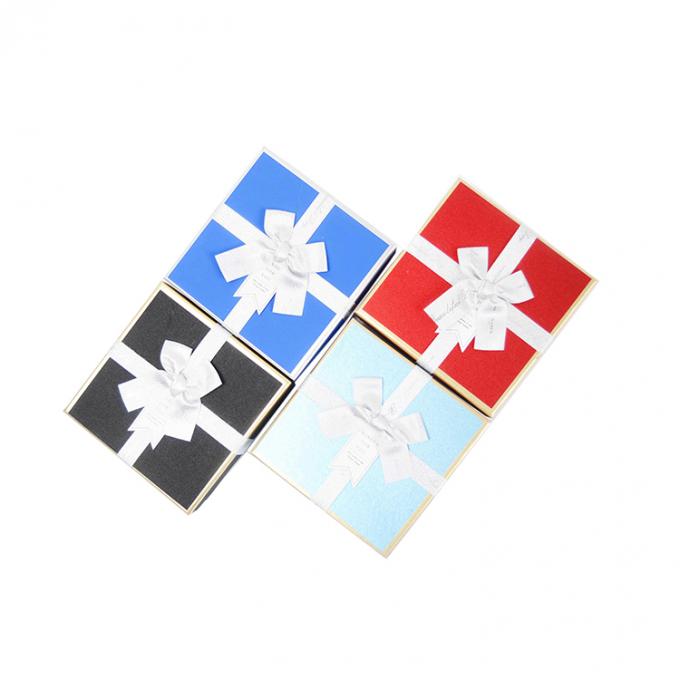 Customized Die Cut Square Cardboard Jewelry Gift Packaging Paper Box with Ribbon Lid 2