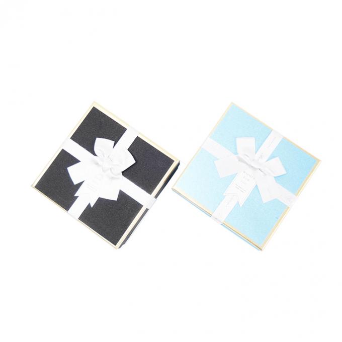 Customized Die Cut Square Cardboard Jewelry Gift Packaging Paper Box with Ribbon Lid 0
