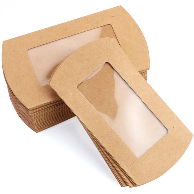 Clear Window Cookie Pillow Box Packaging with Customized Design and Heavy-Duty Kraft Paper 1