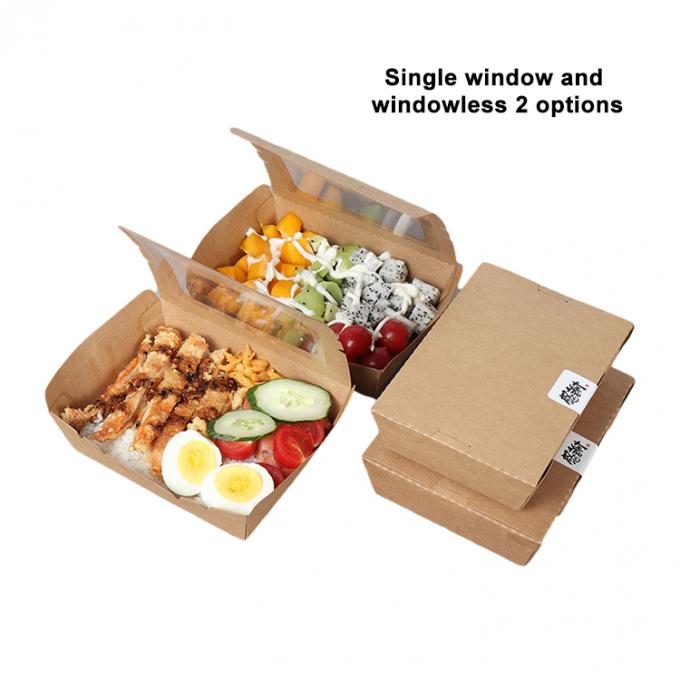 Takeaway Lunch Packaging Kraft Paper Salad Fruit Box with PET Window Printing UV Coating 3