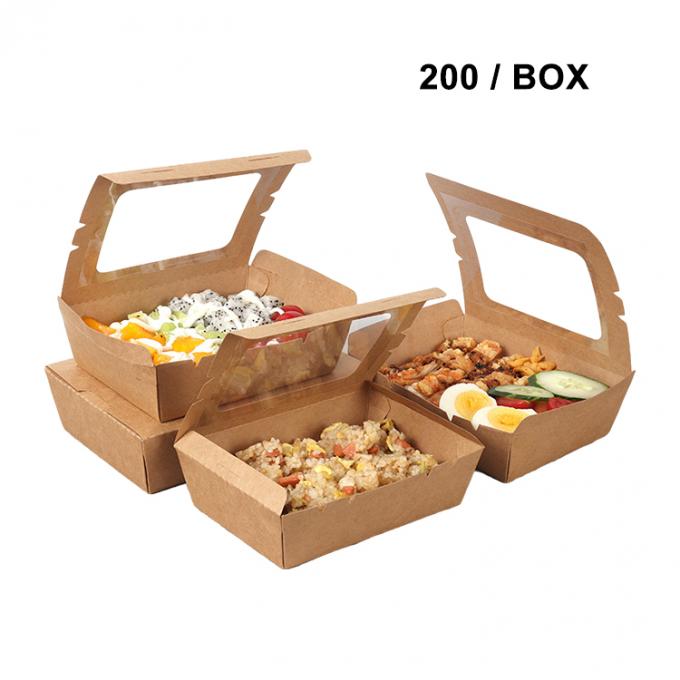 Takeaway Lunch Packaging Kraft Paper Salad Fruit Box with PET Window Printing UV Coating 5