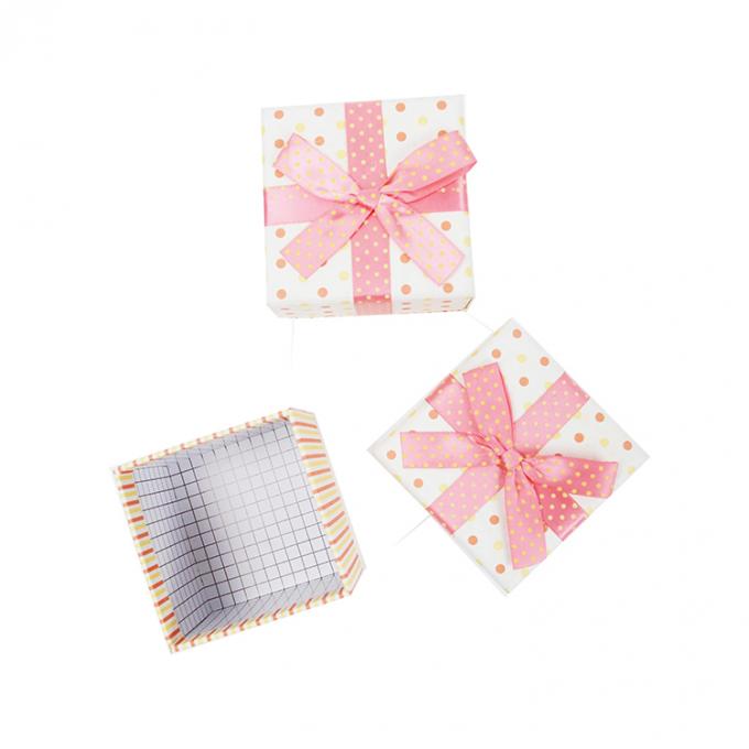 Necklace Earring Bracelet Ring Jewelry Paper Gift Box With Ribbon and Lid CMYK Printed 9