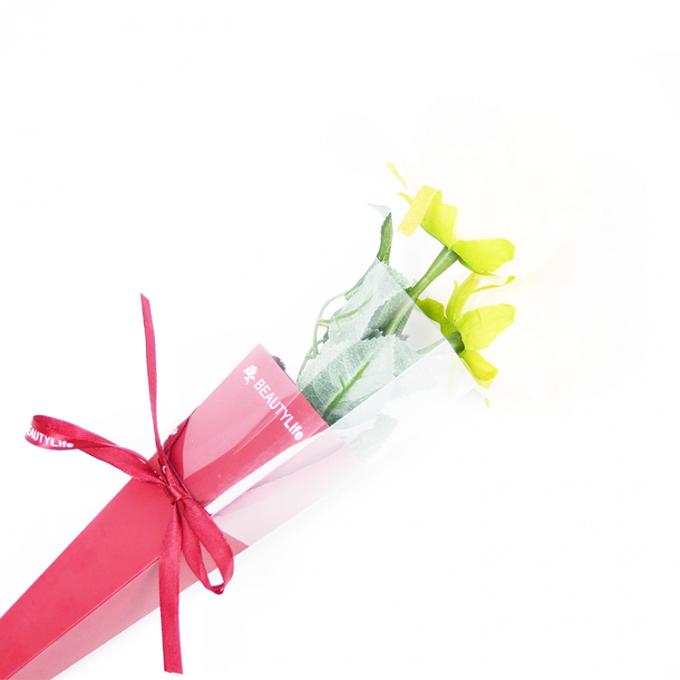Triangle Shape Long Stem Flower Packaging Box with Ribbon and Coated Paper Material 1