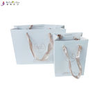 Biodegradable Ribbon Handle Shopping Bags Custom Printed Paper  Glossy Lamination