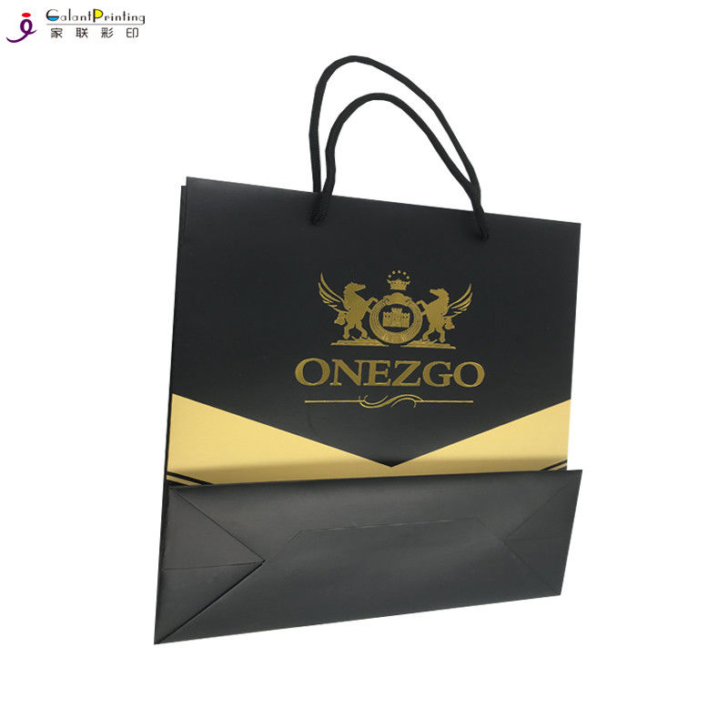 Gold Stamping Custom Printed Gift Bags Paper Wine Bags With Handles 0.2mm Thickness