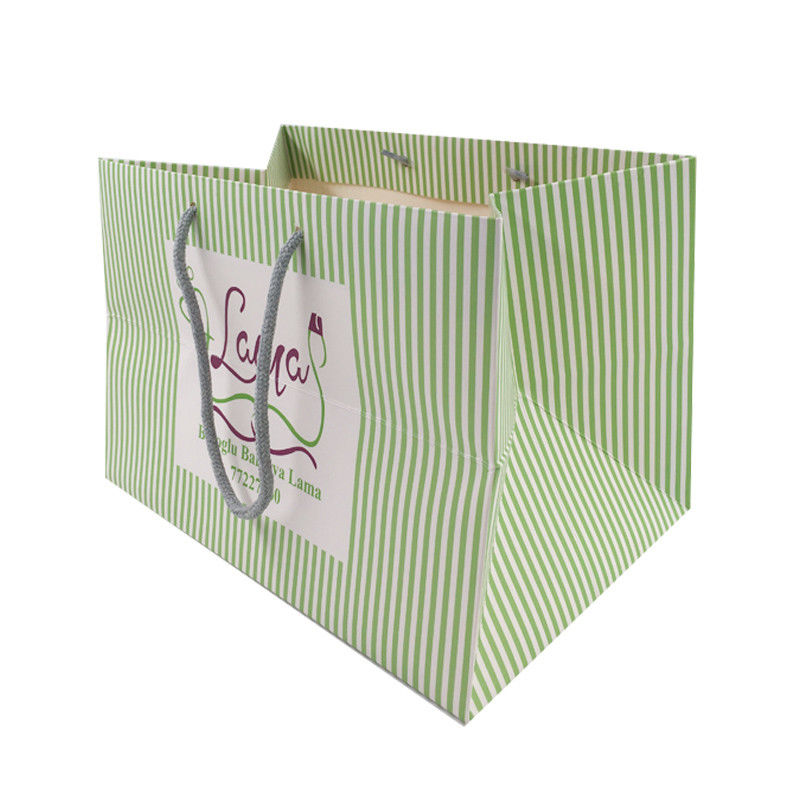 Eco - Friendly Paper Printing Services Paper Carrier Bags With Twisted Handles