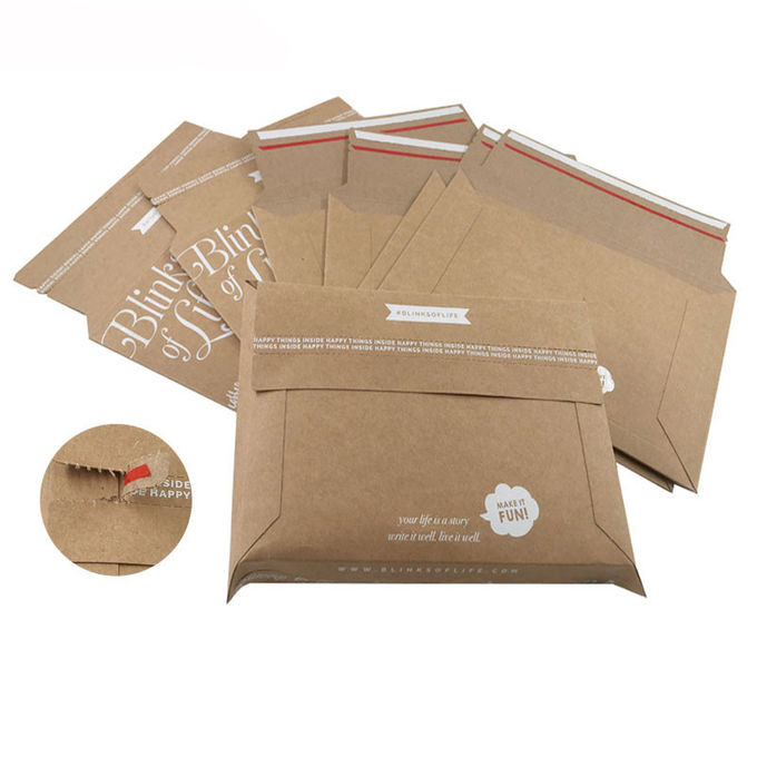 Rigid Cardboard Flat Kraft Mailer Envelopes Printing Services Matte Lamination